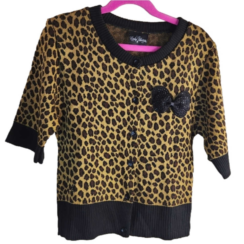 LUCKY 13 NWT TIME TO KILL CROPPED LEOPARD CARDIGAN Size Medium - Picture 8 of 10